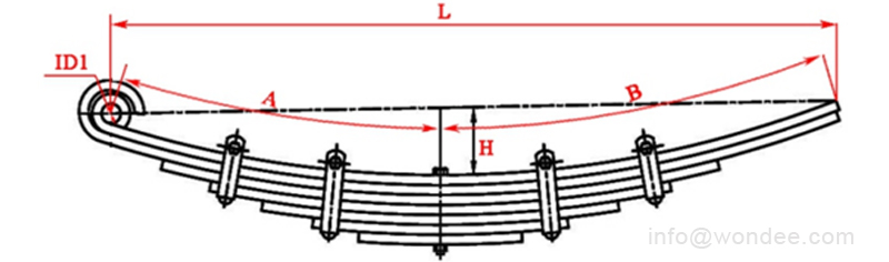 drawing-single eye Un ressort à feuilles à yeux unique pour les remorques et les suspensions de camions d'un fabricant de Chine / Autoparts Wondee