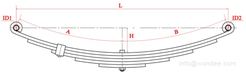 drawing-double eye Une source de feuilles à double yeux pour les remorques et les suspensions de camions d'un fabricant de Chine / Autoparts Wondee