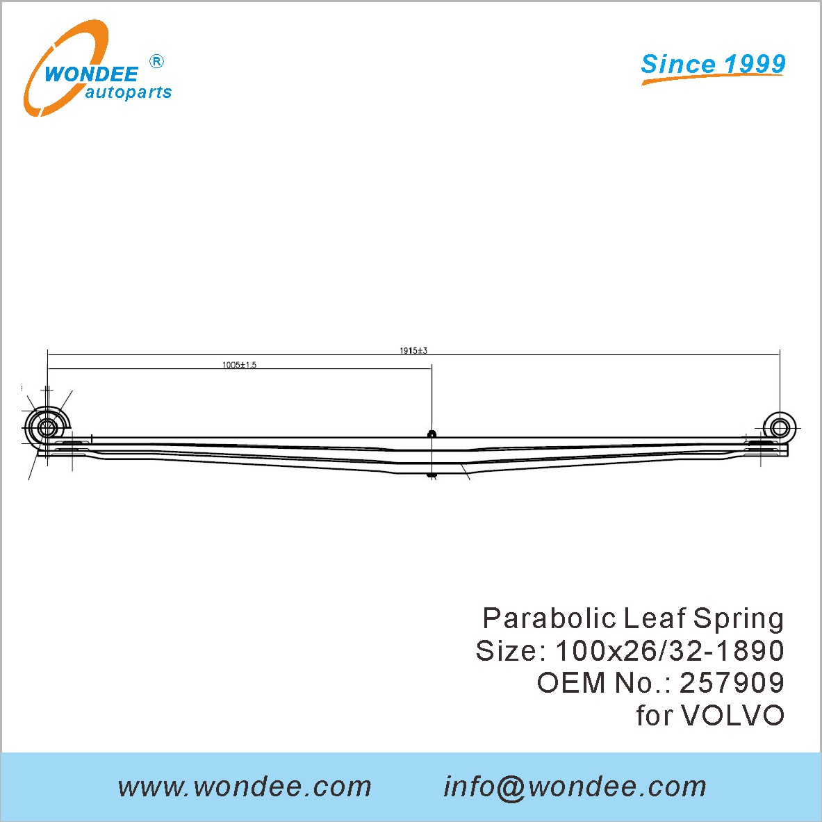 Wondee lourde parabolique à feuilles de feuille oem 257909 pour Volvo