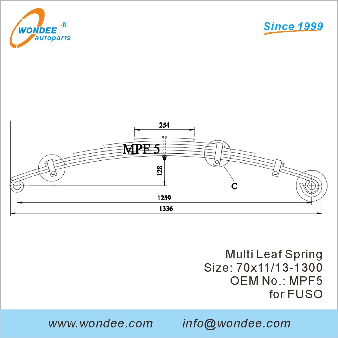 Wondee Light Duty Truck Leaf Spring OEM MPF5 pour Fuso