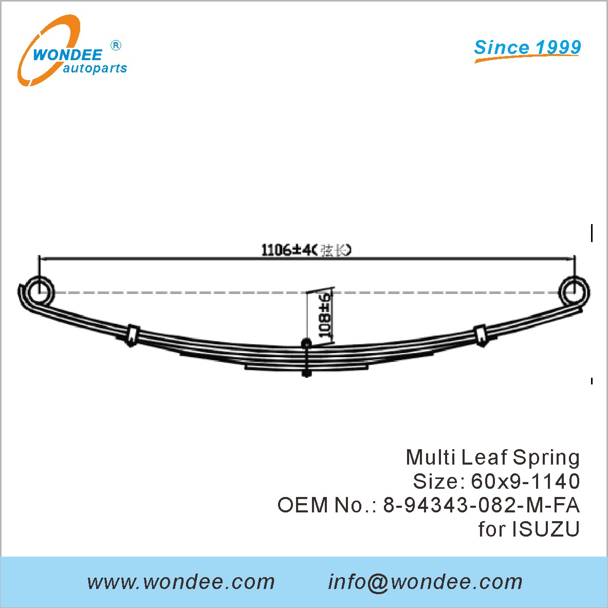 Wondee Light Duty Truck Leaf Spring OEM 8-94343-082-M-FA pour Isuzu