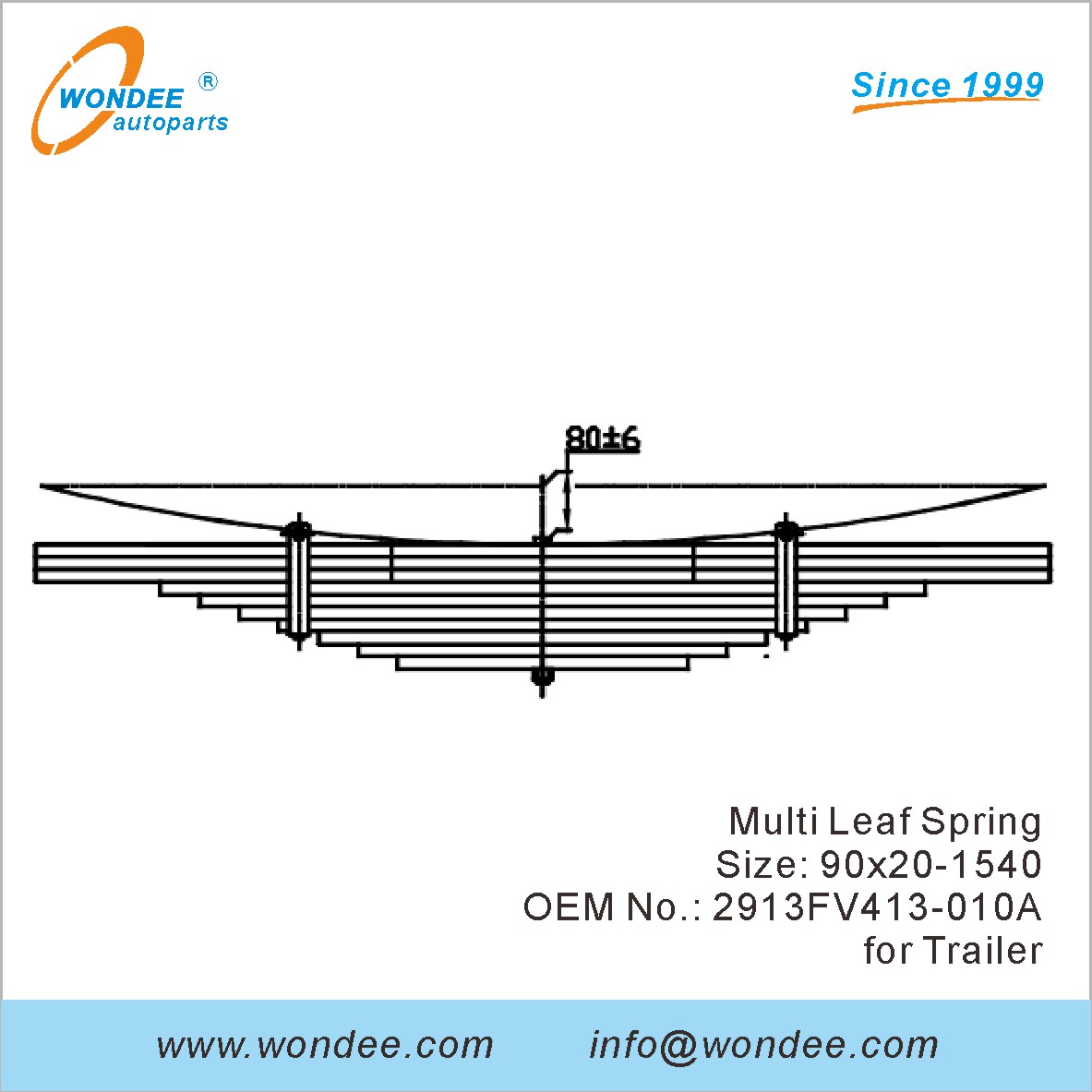 Wondee Heavy Duty Truck Leaf Spring OEM 2913FV413-010A pour la remorque