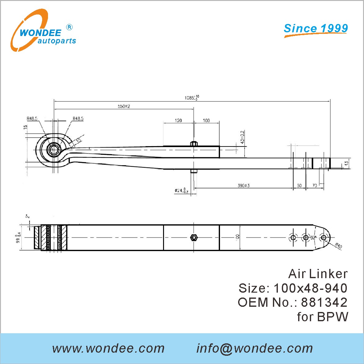 Wondee Autoparts Air Linker OEM 881342 pour BPW