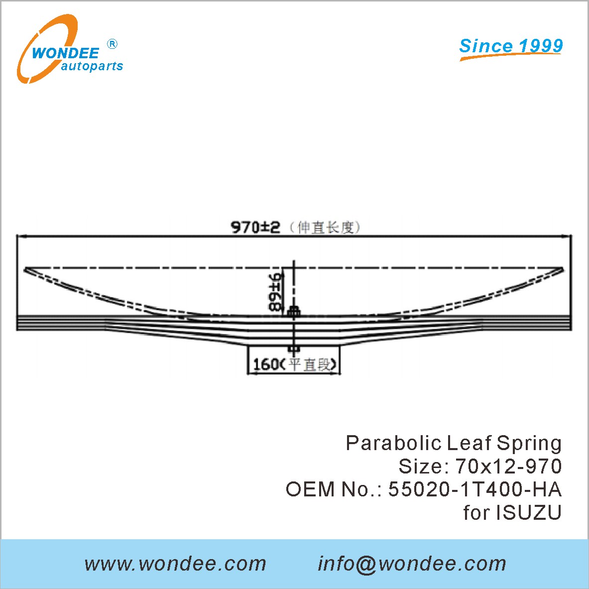 Wondee Light Duty Parabolic Leaf Spring OEM 55020-1T400-HA pour Isuzu
