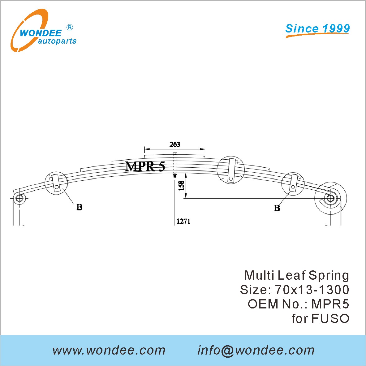 Wondee Light Duty Truck Leaf Spring OEM MPR5 pour Fuso