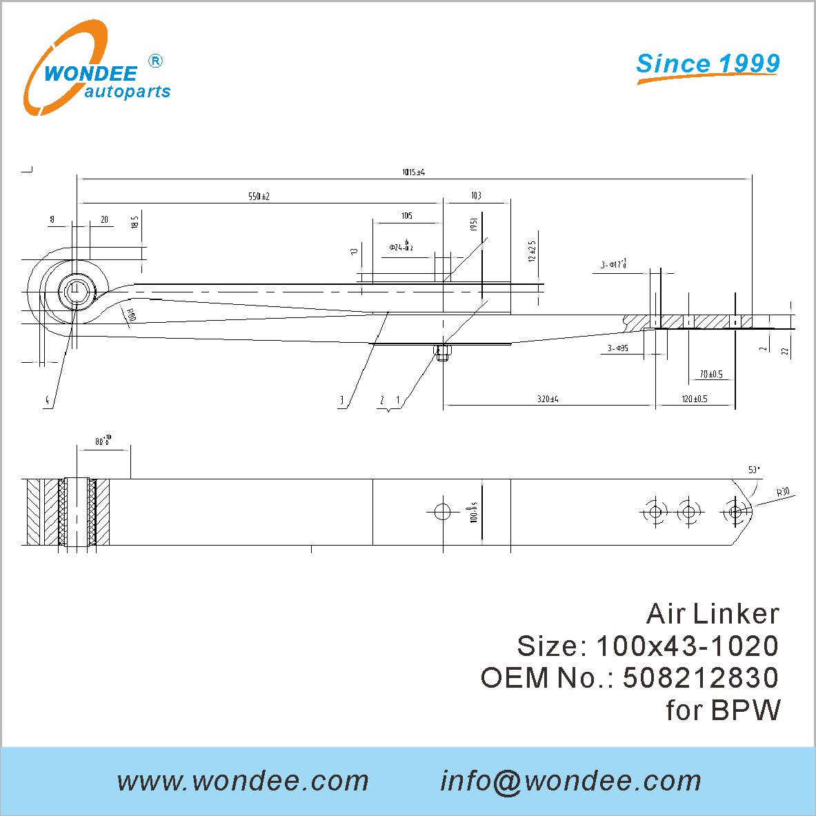 Wondee Autoparts Air Linker OEM 508212830 pour BPW