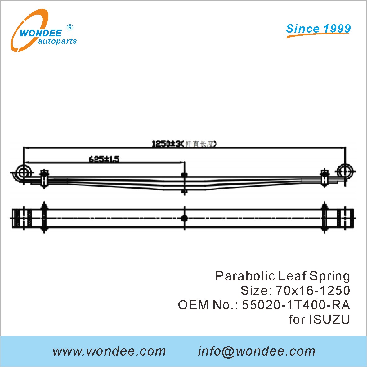 Wondee Light Duty Parabolic Leaf Spring OEM 55020-1T400-RA pour Isuzu