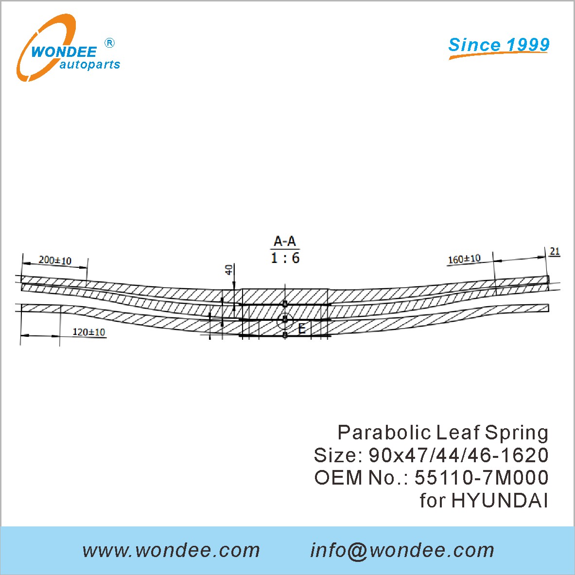 Wondee lourde parabolique à feuilles de feuille de printemps 55110-7m000 pour Hyundai