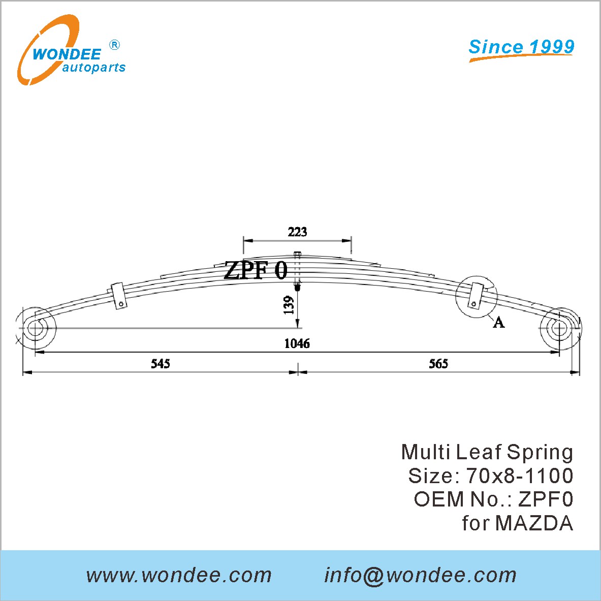 Wondee Light Duty Truck Leaf Spring OEM ZPF0 pour Mazda