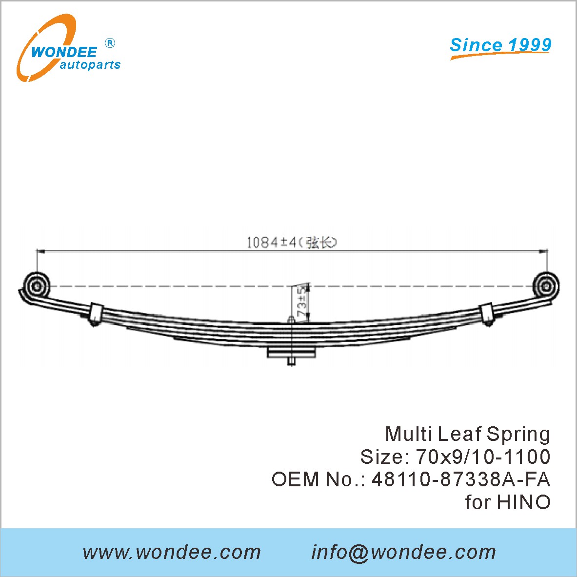 Wondee Light Duty Truck Leaf Spring OEM 48110-87338A-FA pour Hino
