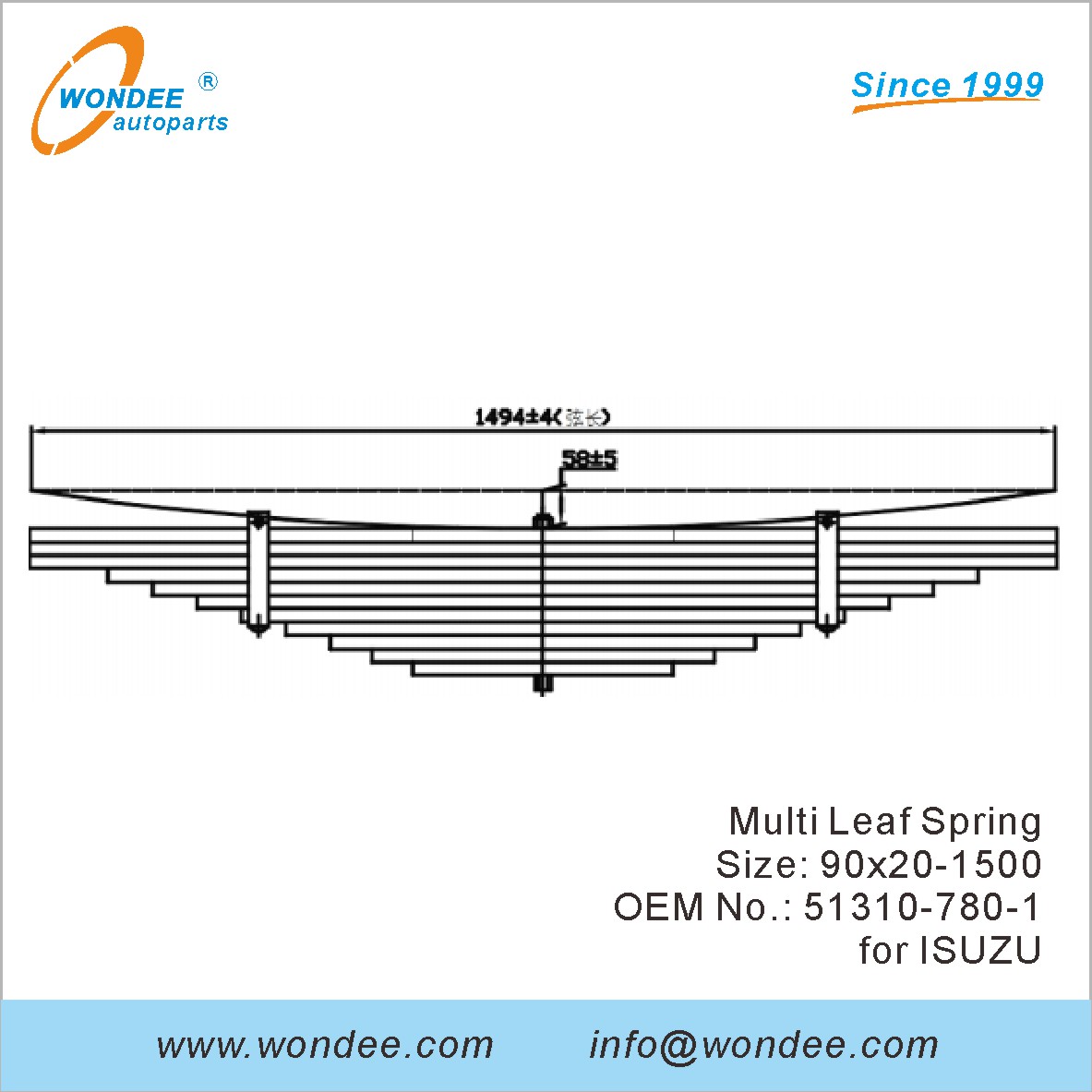 Wondee Heavy Duty Truck Leaf Spring OEM 51310-780-1 pour Isuzu