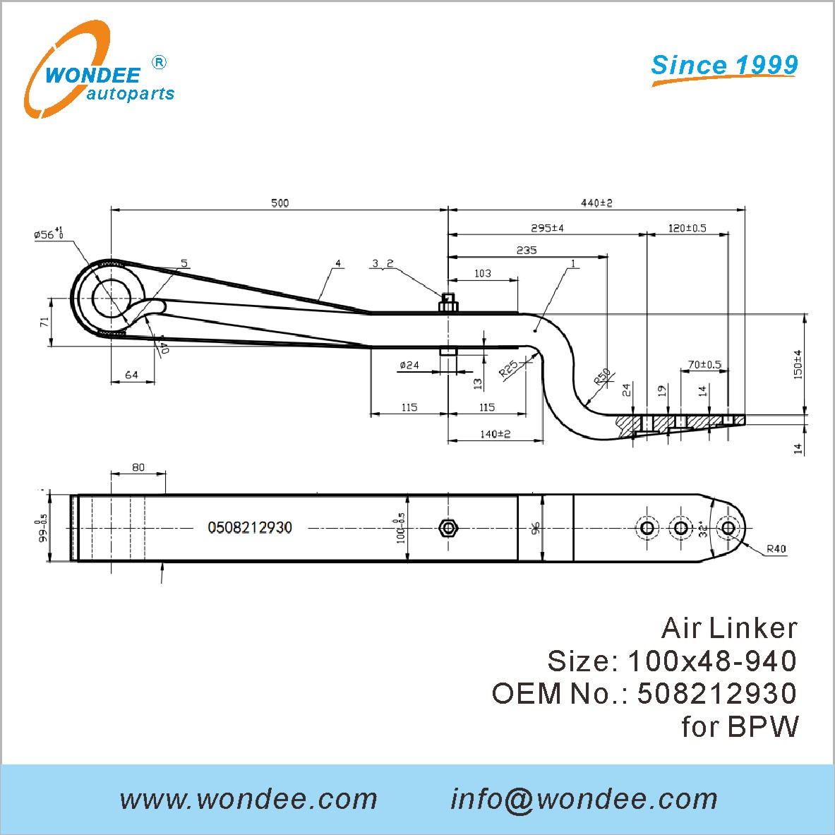 Wondee Autoparts Air Linker OEM 508212930 pour BPW
