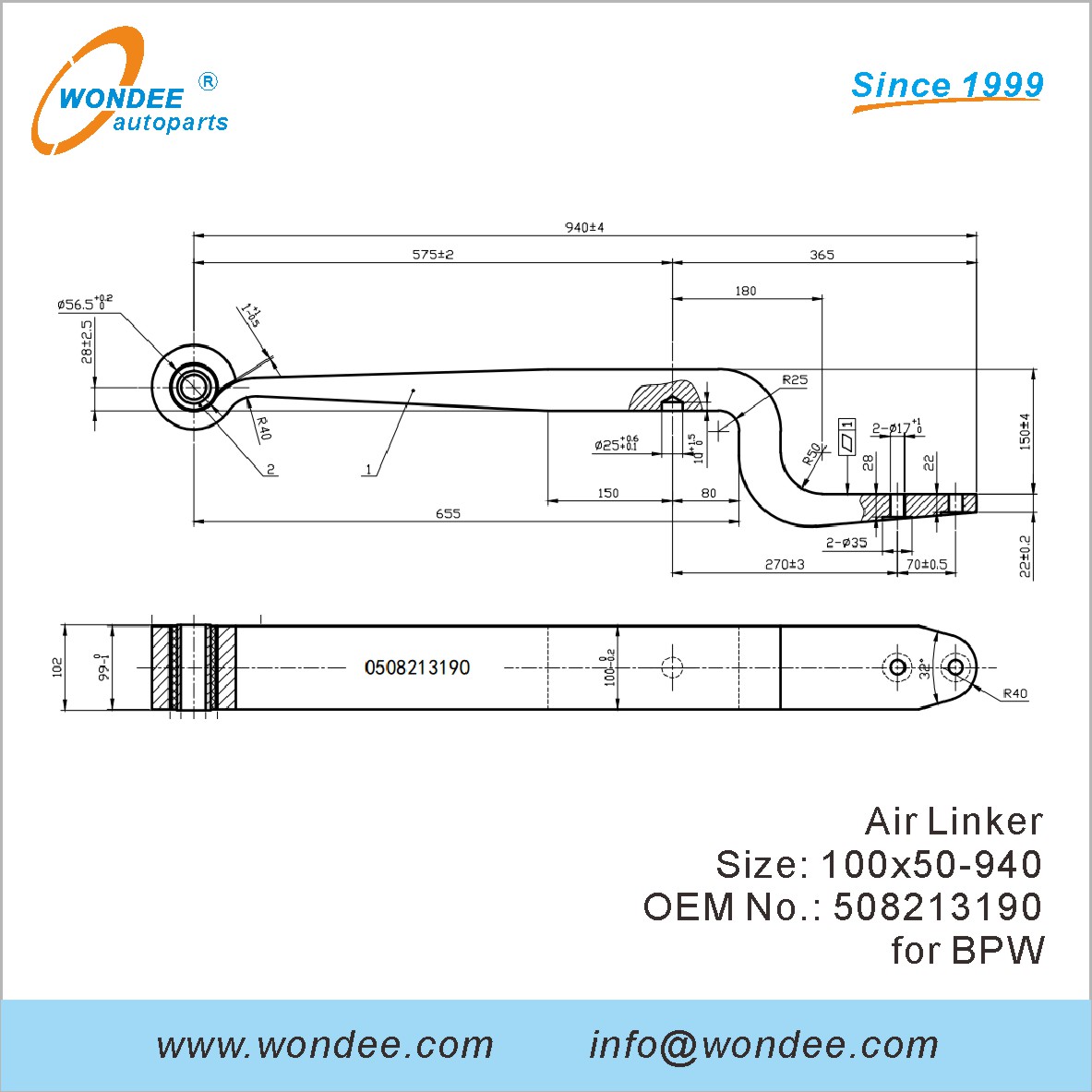 Wondee Autoparts Air Linker OEM 508213190 pour BPW