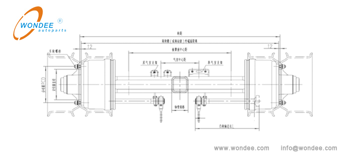 Schematic diagram of axle parameters Diagramme schématique des paramètres d'essieu
