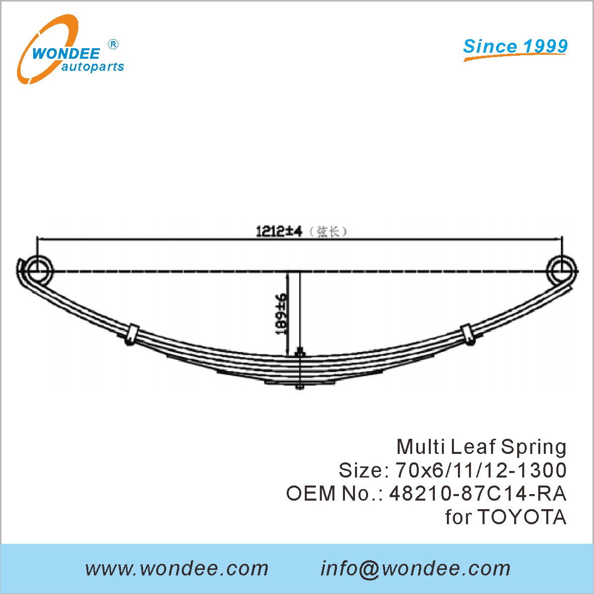 Wondee Light Duty Truck Leaf Spring OEM 48210-87C14-RA pour Toyota