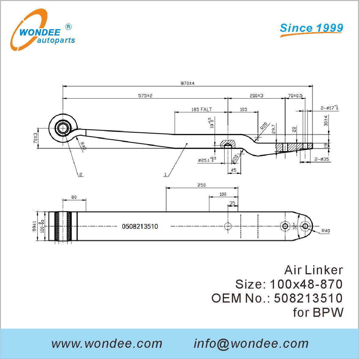 Wondee Autoparts Air Linker OEM 508213510 pour BPW
