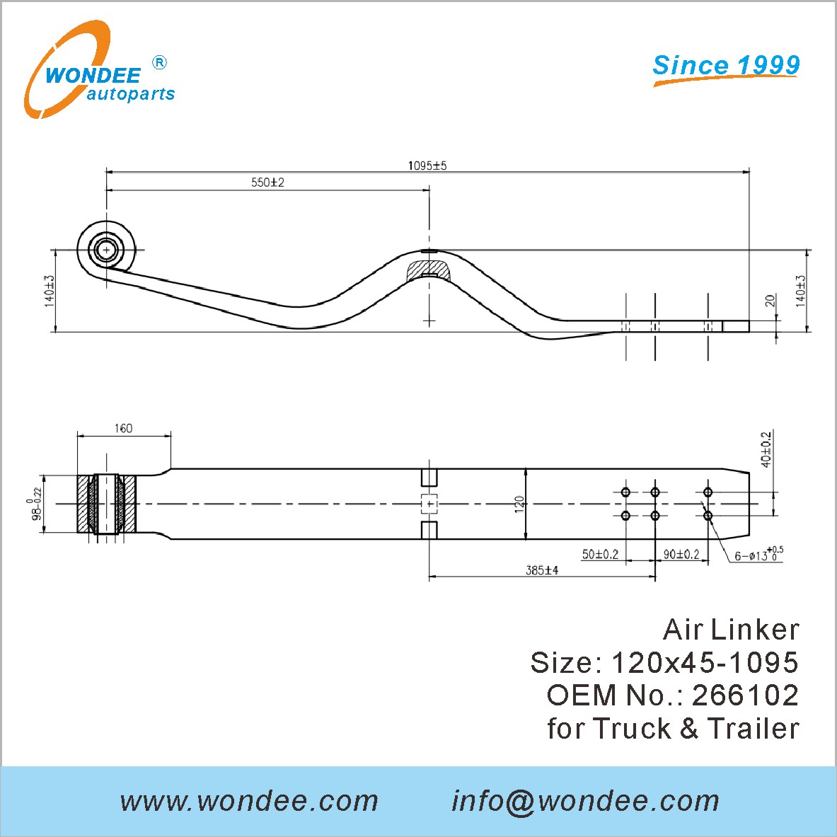 Wondee Autoparts Air Linker OEM 266102 pour le camion et la remorque