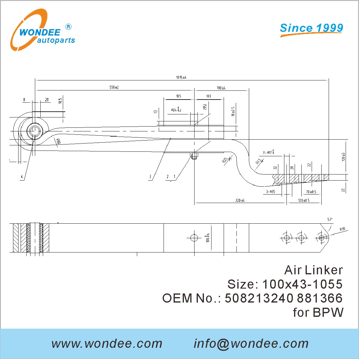 Wondee Autoparts Air Linker OEM 508213240 881366 pour BPW