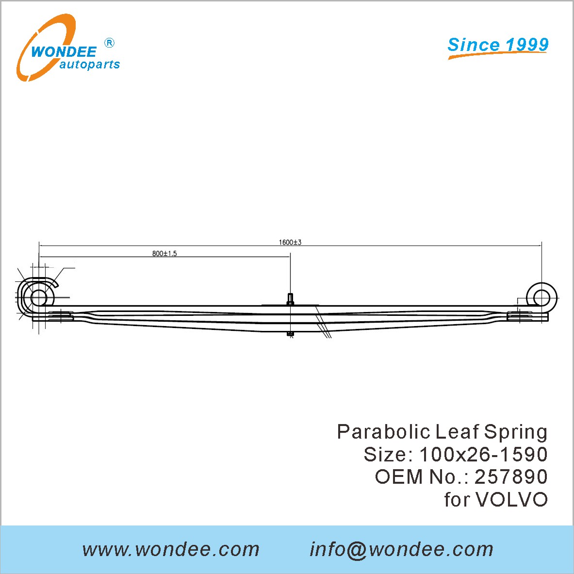 Wondee lourde parabolique à feuilles de feuille oem 257890 pour Volvo