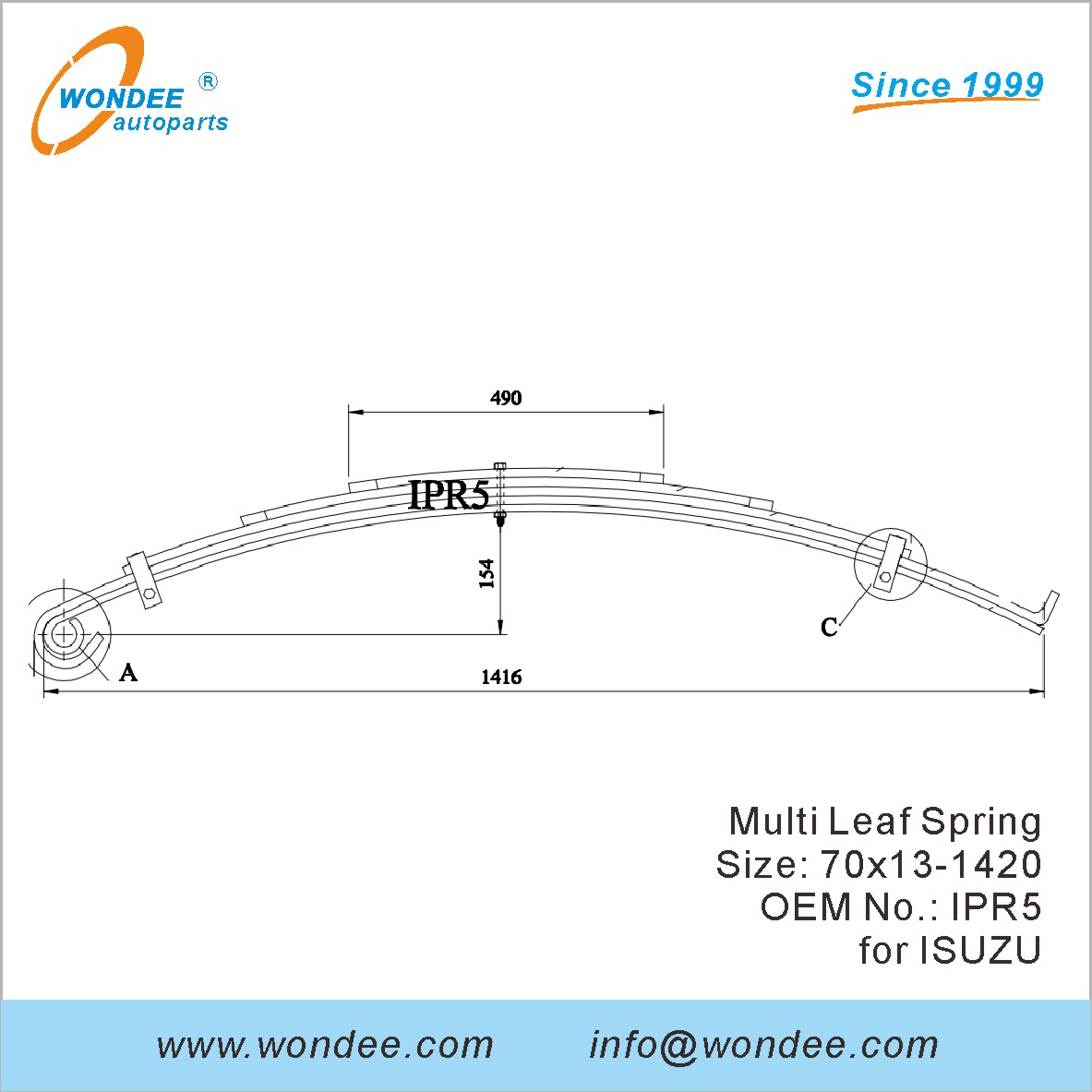 Wondee Light Duty Truck Leaf Spring OEM IPR5 pour Isuzu