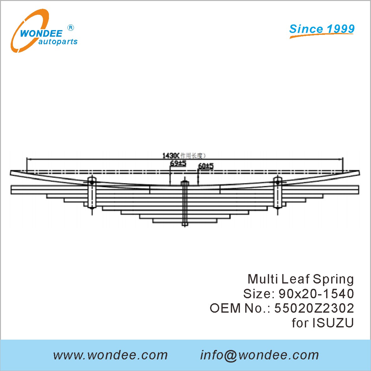 Wondee Heavy Duty Truck Leaf Spring OEM 55020Z2302 pour Isuzu