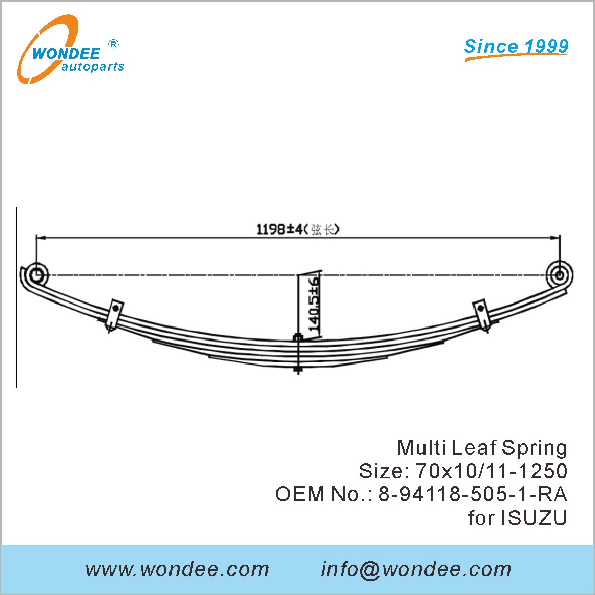 Wondee Light Duty Truck Leaf Spring OEM 8-94118-505-1-RA pour Isuzu