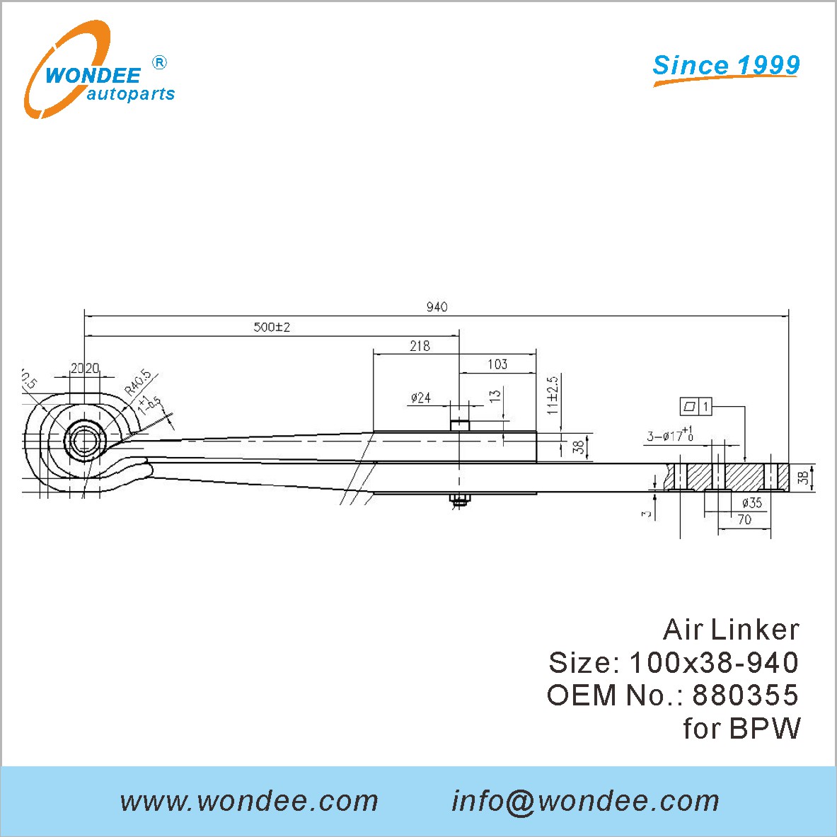 Wondee Autoparts Air Linker OEM 880355 pour BPW
