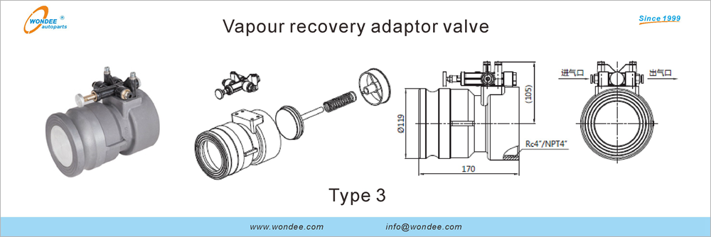 Valve d'adaptateur de récupération de vapeur de Wondee Autoparts (3)