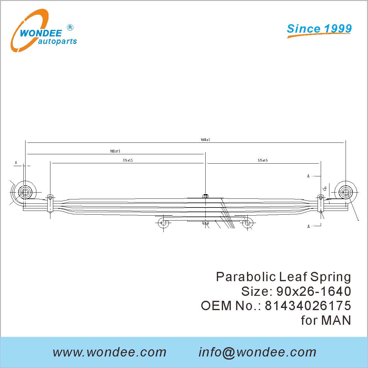 Wondee lourde parabolique à feuilles de feuille Spring 81434026175 pour l'homme