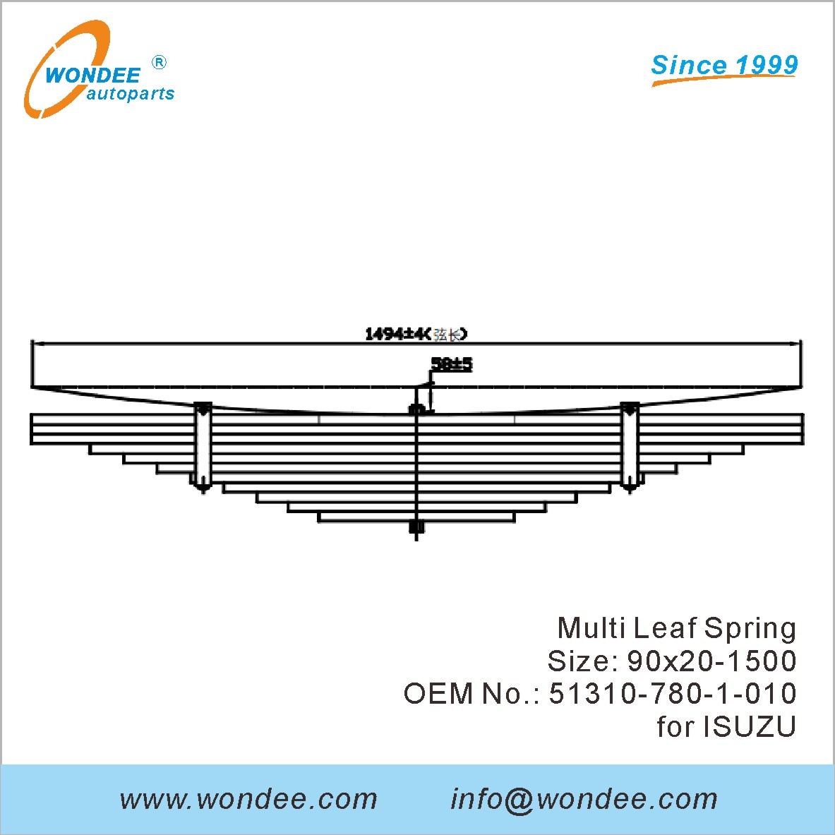 Wondee Heavy Duty Truck Leaf Spring OEM 51310-780-1-010 pour Isuzu