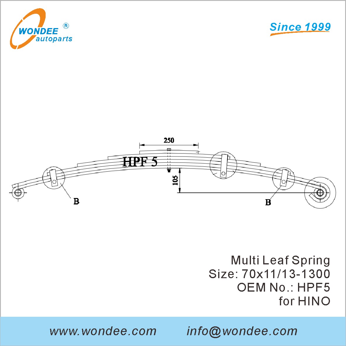 Wondee Light Duty Truck Leaf Spring OEM HPF5 pour Hino