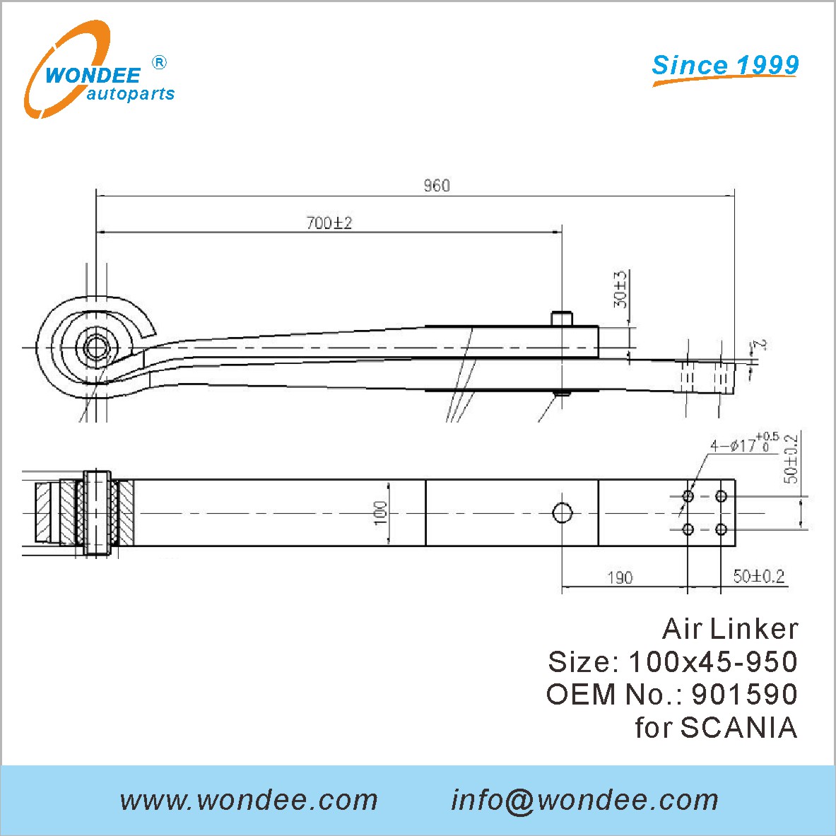 Wondee Autoparts Air Linker OEM 901590 pour Scania
