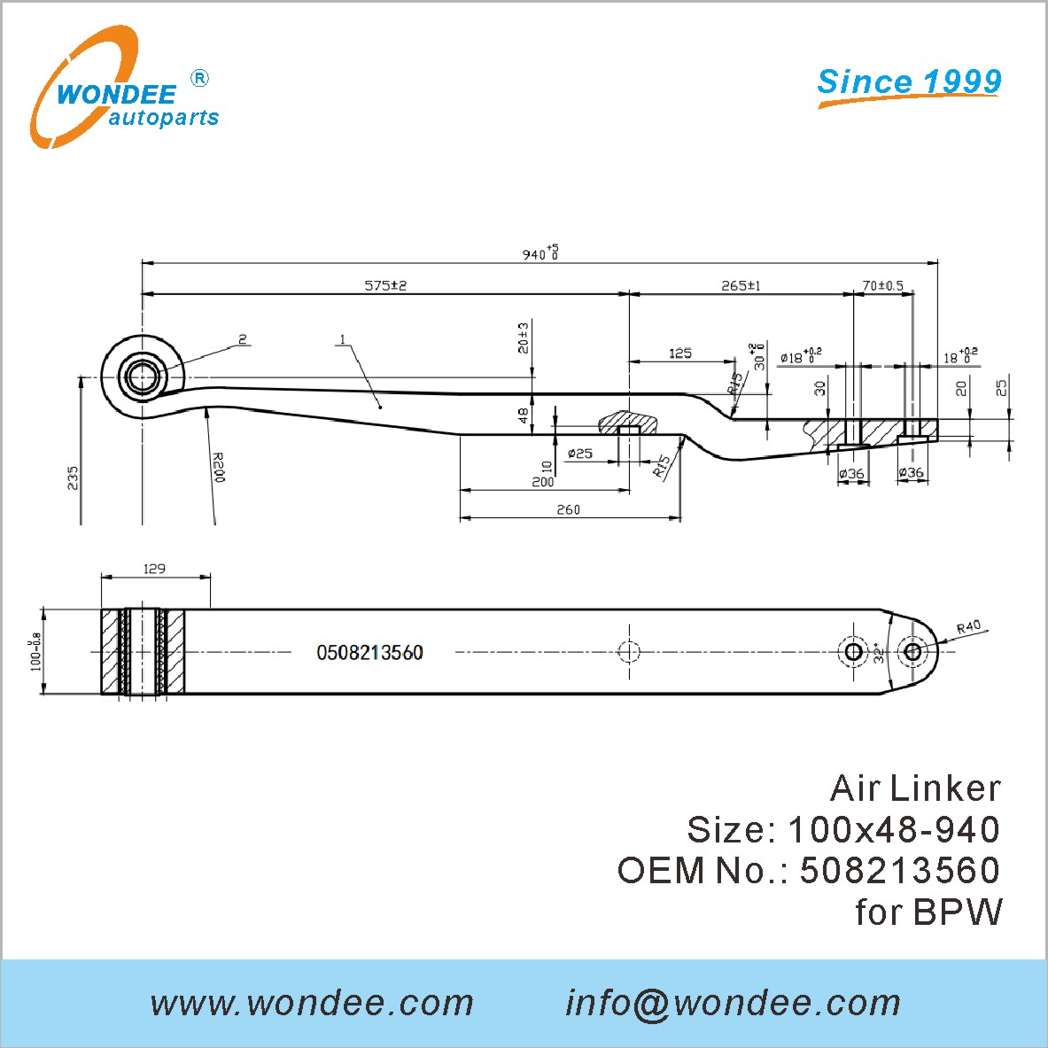 Wondee Autoparts Air Linker OEM 508213560 pour BPW