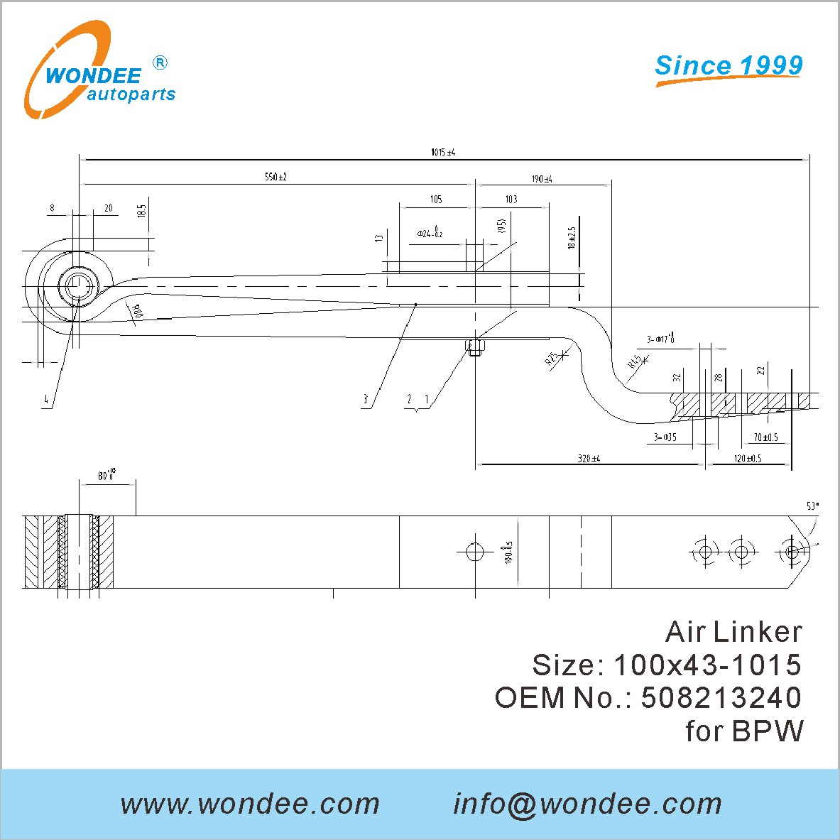 Wondee Autoparts Air Linker OEM 508213240 pour BPW