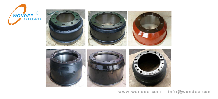 Single material brake drums from a China’s manufacturer WONDEE Autoparts Feuille de frein à un seul matériau d'un fabricant chinois WONDEE AUTOPARTS