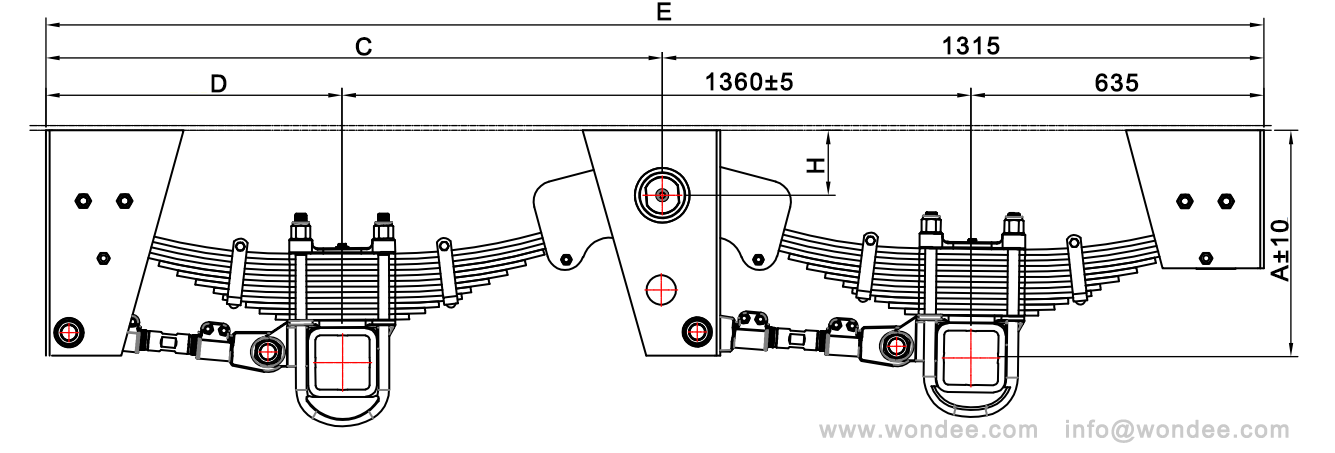 Suspension de type BPW 2 à 2 axes