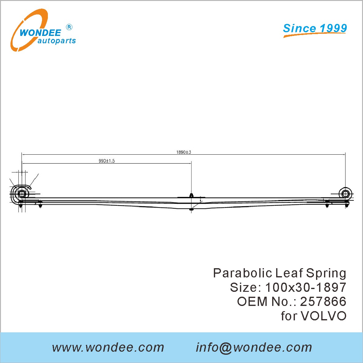 Wondee Light Duty Parabolic Leaf Spring OEM 257866 pour Volvo