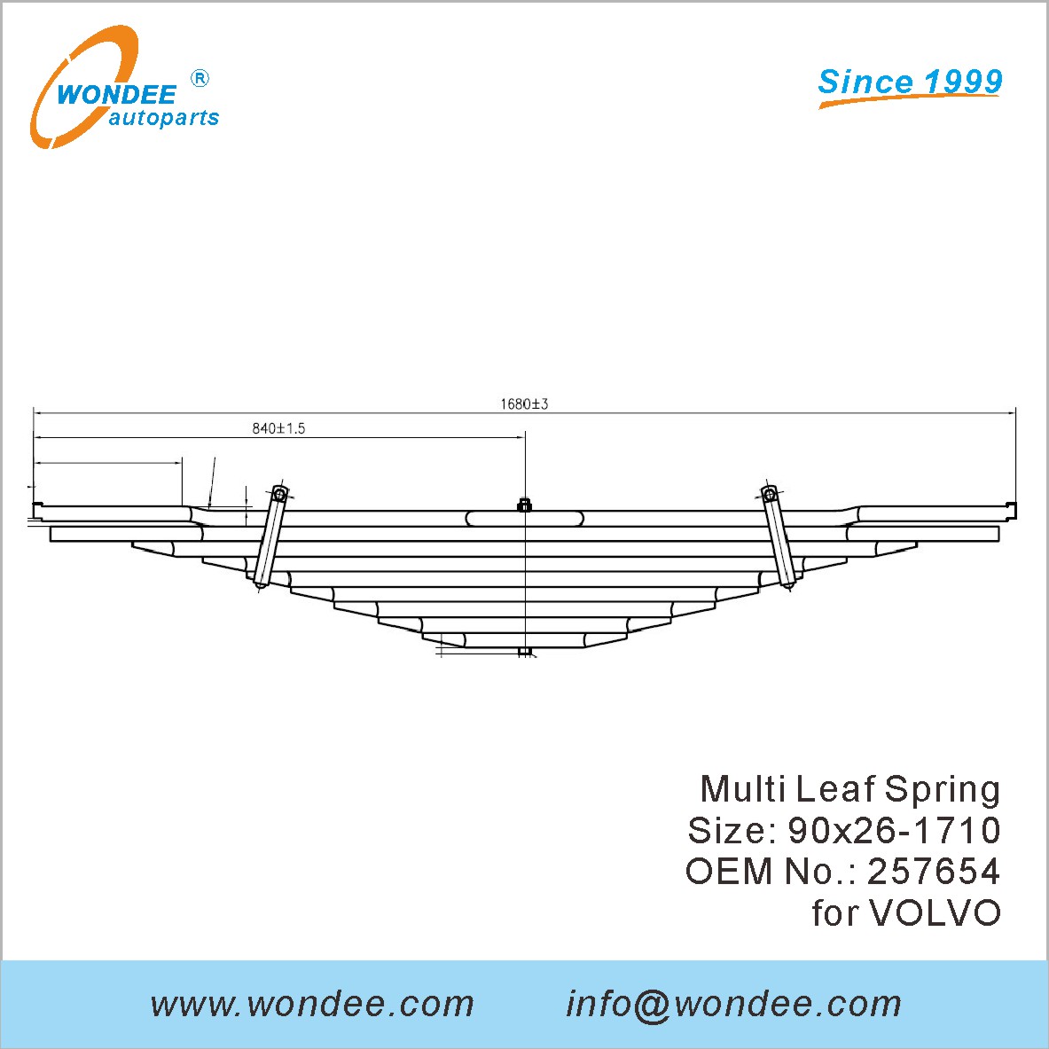 Wondee Heavy Duty Truck Leaf Spring OEM 257654 pour Volvo