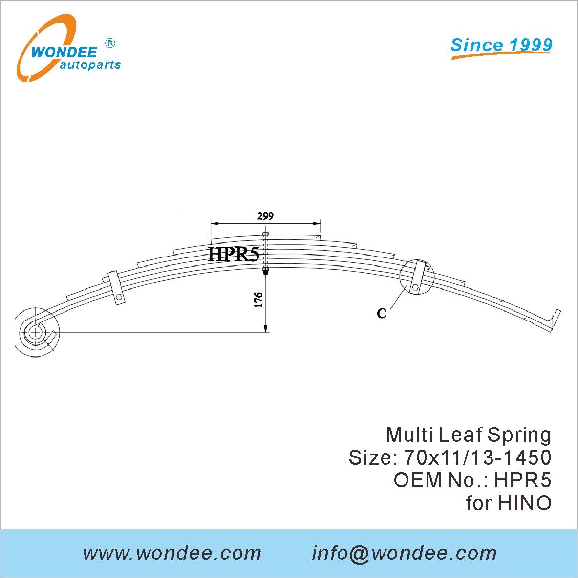 Wondee Light Duty Truck Leaf Spring OEM HPR5 pour Hino