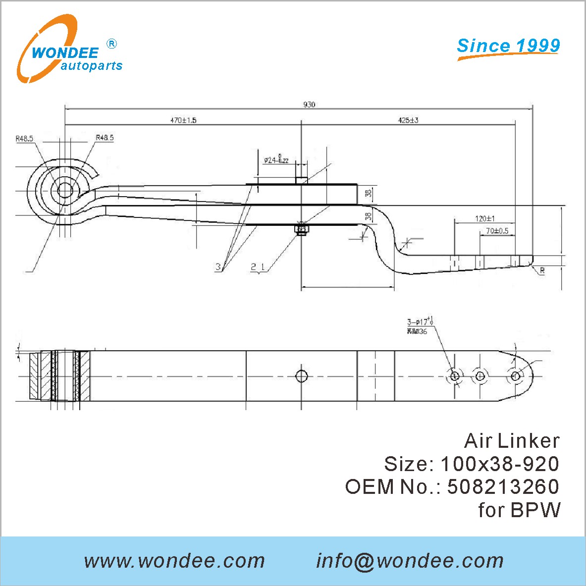 Wondee Autoparts Air Linker OEM 508213260 pour BPW