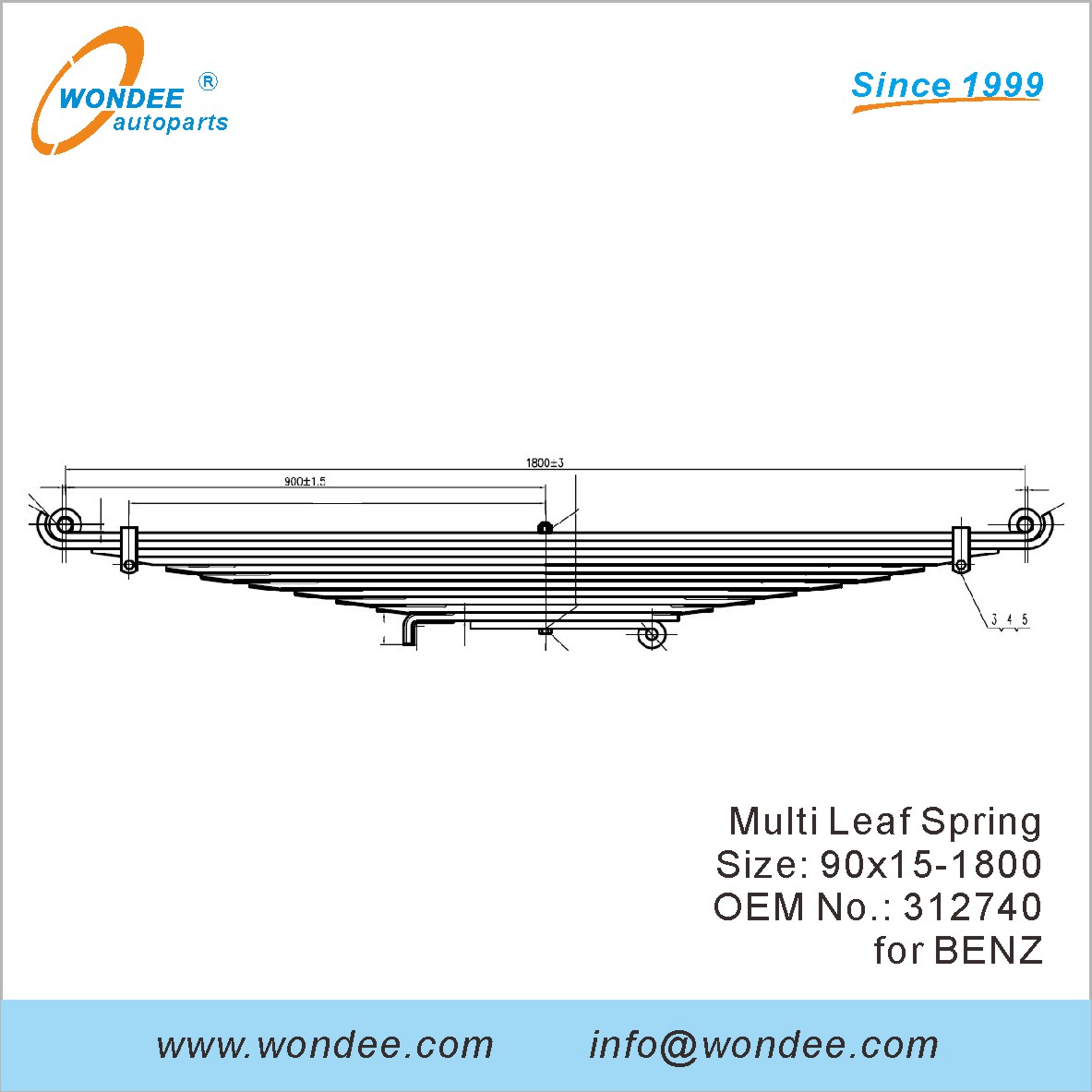 Wondee Heavy Duty Truck Leaf Spring OEM 312740 pour Benz