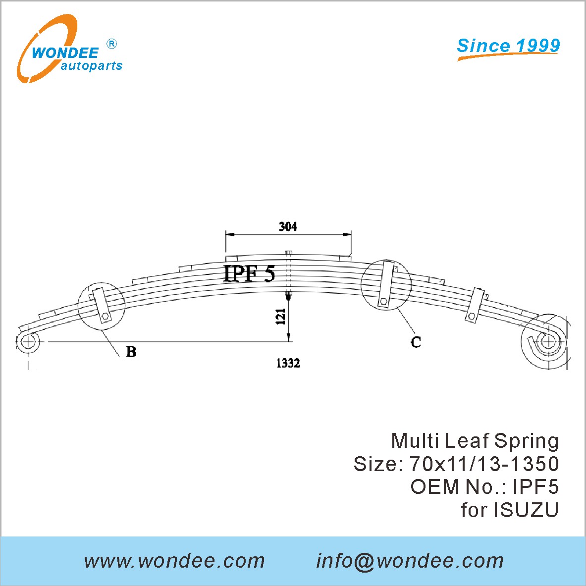 Wondee Light Duty Truck Leaf Spring OEM IPF5 pour Isuzu