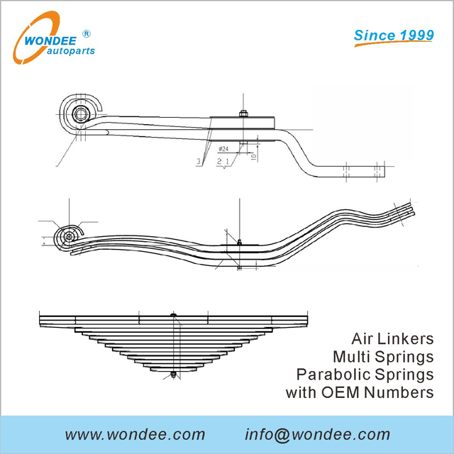 Numéro OEM différent Springs à feuilles Linkers aériens pour les remorques et les camions