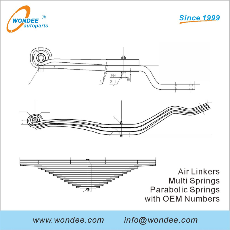 Numéro OEM différent Springs à feuilles Linkers aériens pour les remorques et les camions