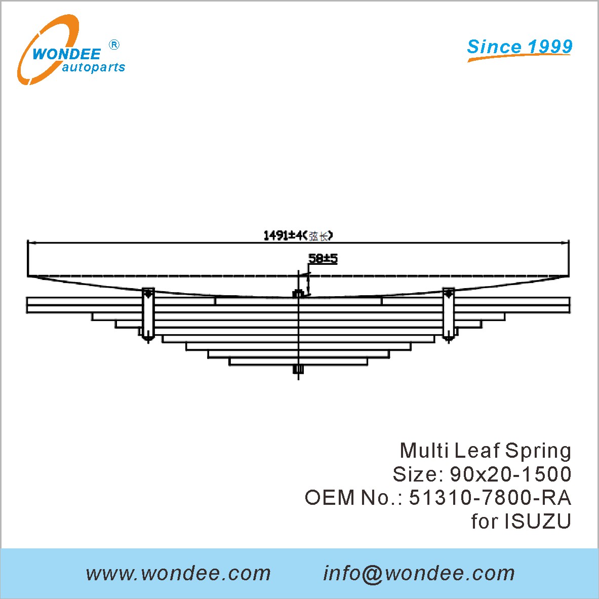 Wondee Heavy Duty Truck Leaf Spring OEM 51310-7800-RA pour Isuzu
