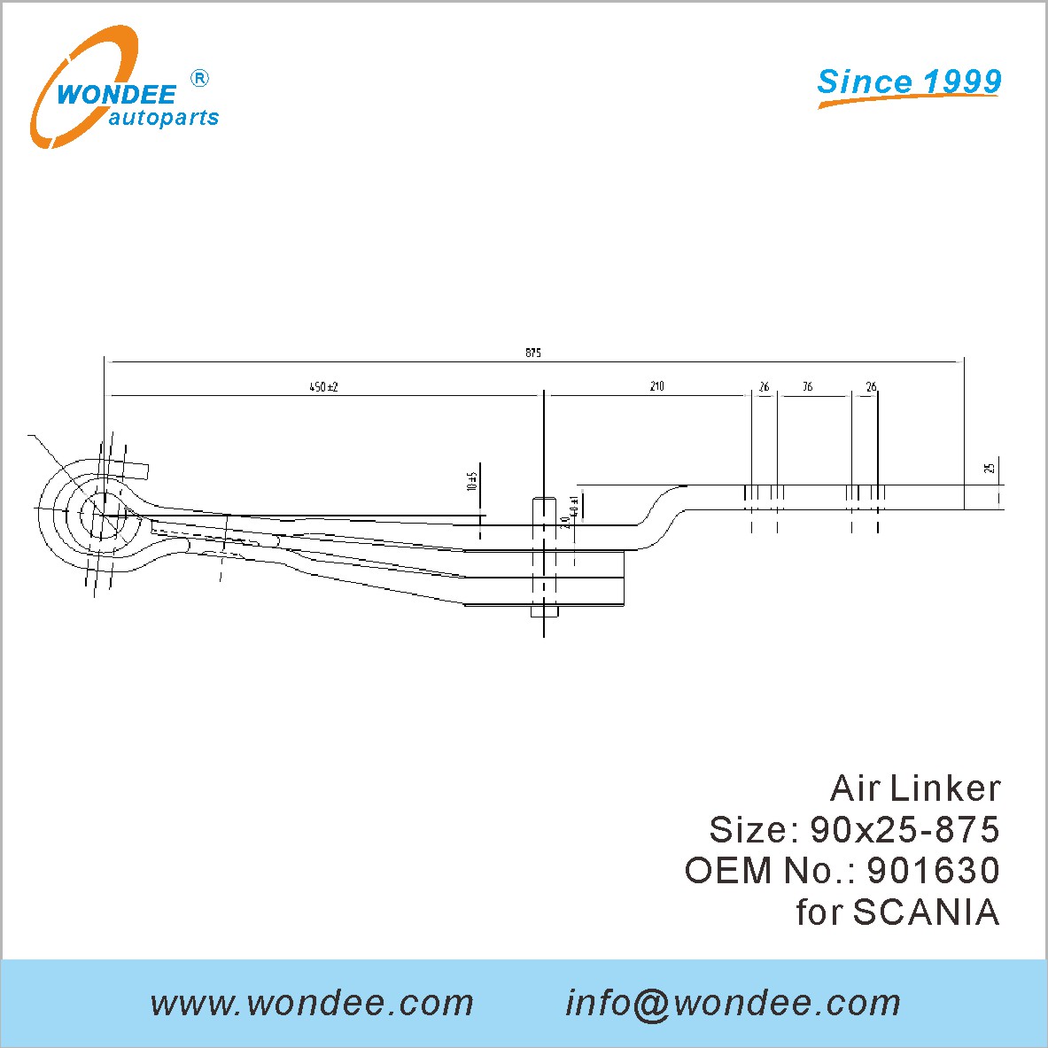 Wondee Autoparts Air Linker OEM 901630 pour Scania