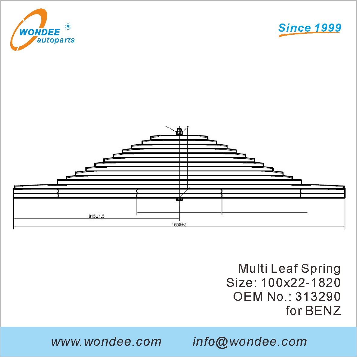 Wondee Heavy Duty Truck Leaf Spring OEM 313290 pour Benz