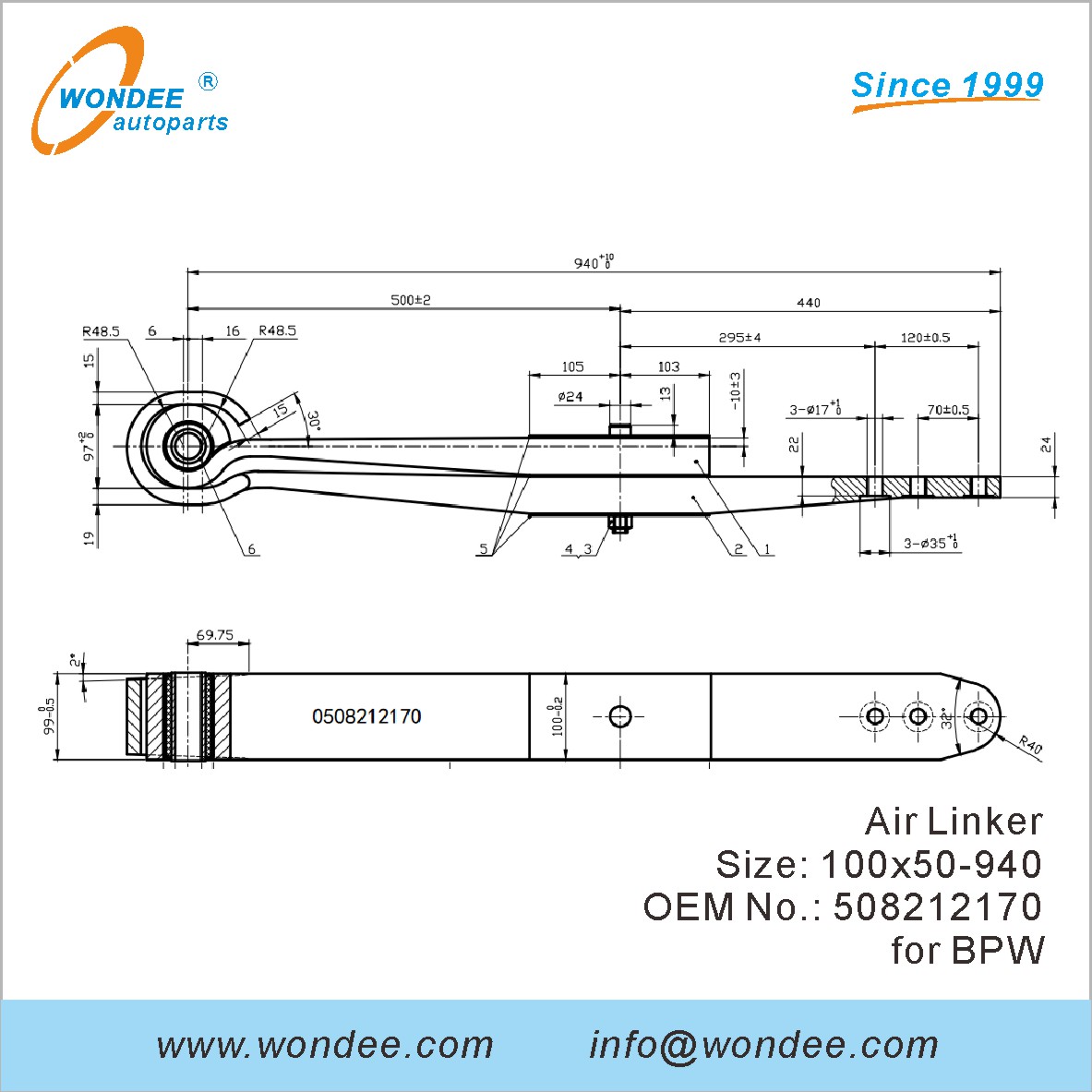 Wondee Autoparts Air Linker OEM 508212170 pour BPW
