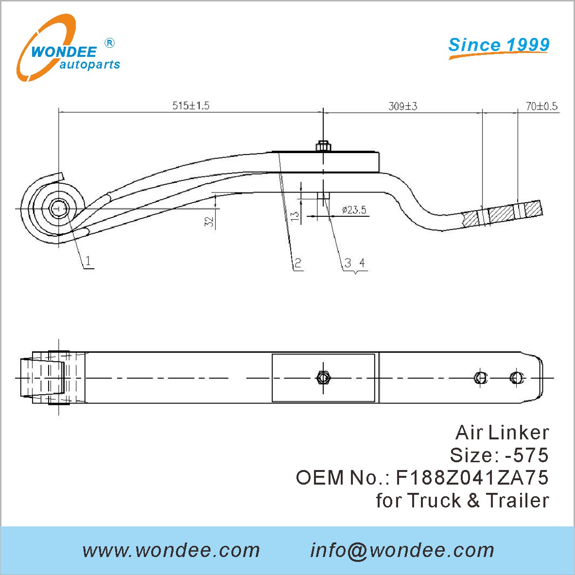 Wondee Autoparts Air Linker OEM F188Z041ZA75 pour le camion et la remorque
