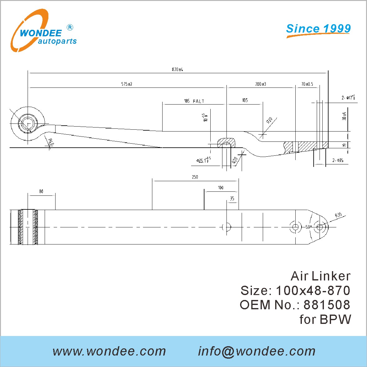 Wondee Autoparts Air Linker OEM 881508 pour BPW